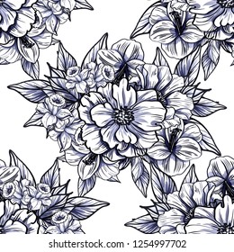 Abstract elegance seamless pattern with floral background