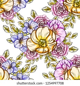 Abstract elegance seamless pattern with floral background