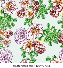 Abstract elegance seamless pattern with floral background