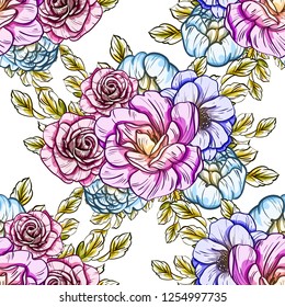 Abstract elegance seamless pattern with floral background