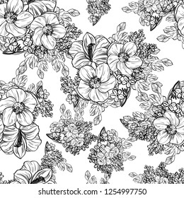 Abstract elegance seamless pattern with floral background