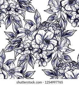 Abstract elegance seamless pattern with floral background