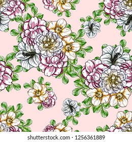 Abstract elegance seamless pattern with floral background