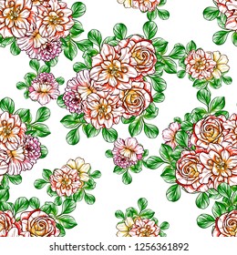 Abstract elegance seamless pattern with floral background