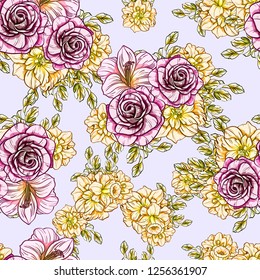 Abstract elegance seamless pattern with floral background