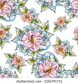 Abstract elegance seamless pattern with floral background