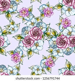 Abstract elegance seamless pattern with floral background