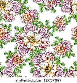 Abstract elegance seamless pattern with floral background