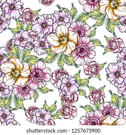 Abstract elegance seamless pattern with floral background
