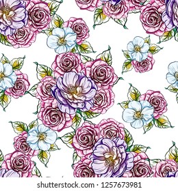 Abstract elegance seamless pattern with floral background