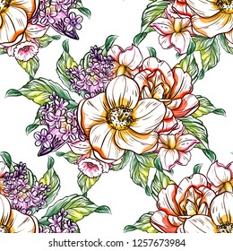 Abstract elegance seamless pattern with floral background