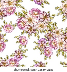 Abstract elegance seamless pattern with floral background