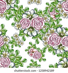 Abstract elegance seamless pattern with floral background