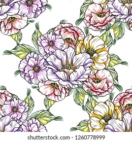 Abstract elegance seamless pattern with floral background