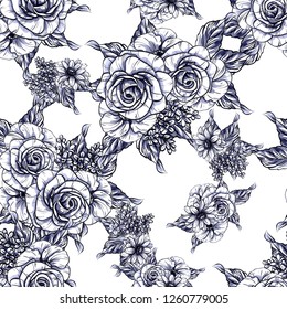 Abstract elegance seamless pattern with floral background