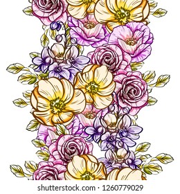 Abstract elegance seamless pattern with floral background