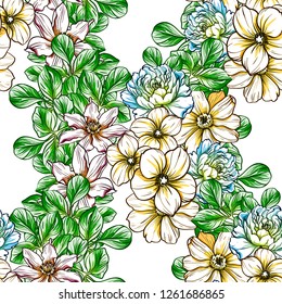 Abstract elegance seamless pattern with floral background
