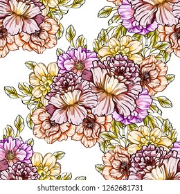 Abstract elegance seamless pattern with floral background
