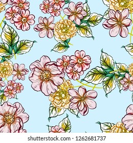 Abstract elegance seamless pattern with floral background