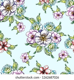 Abstract elegance seamless pattern with floral background