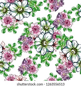 Abstract elegance seamless pattern with floral background