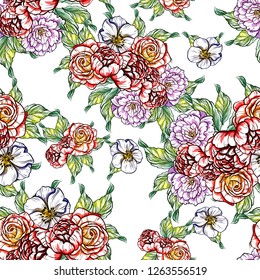 Abstract elegance seamless pattern with floral background