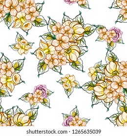 Abstract elegance seamless pattern with floral background