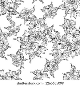 Abstract elegance seamless pattern with floral background