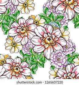 Abstract elegance seamless pattern with floral background