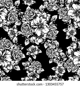 Abstract elegance seamless pattern with floral background