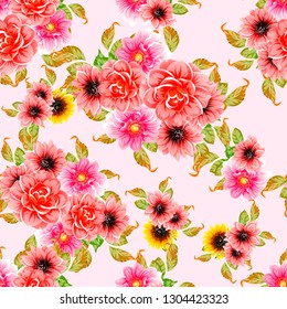 Abstract elegance seamless pattern with floral background