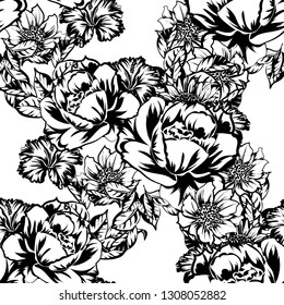 Abstract elegance seamless pattern with floral background