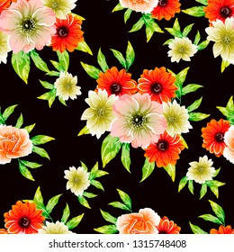 Abstract elegance seamless pattern with floral background