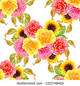 Abstract elegance seamless pattern with floral background