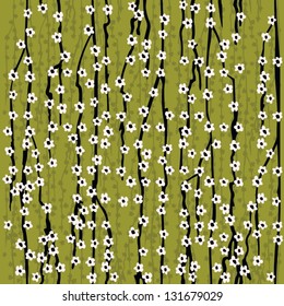 Abstract Elegance Seamless pattern with floral background. Blossoming apple-tree branches. Vector illustration.