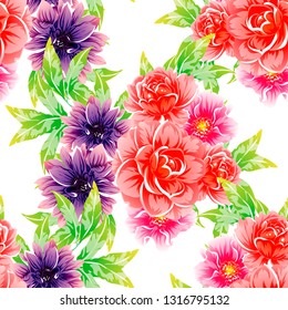 Abstract elegance seamless pattern with floral background