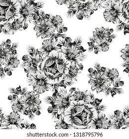 Abstract elegance seamless pattern with floral background