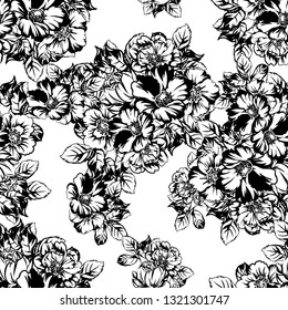 Abstract elegance seamless pattern with floral background