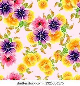 Abstract elegance seamless pattern with floral background