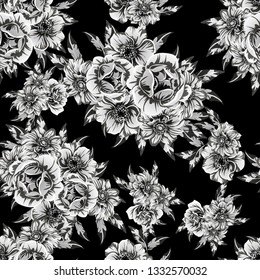 Abstract elegance seamless pattern with floral background