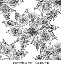 Abstract elegance seamless pattern with floral background