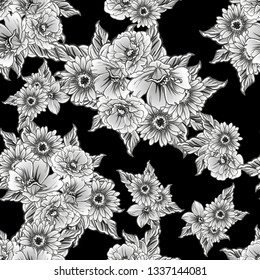 Abstract elegance seamless pattern with floral background
