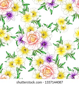 Abstract elegance seamless pattern with floral background