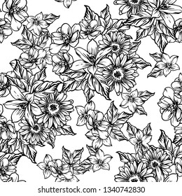 Abstract elegance seamless pattern with floral background