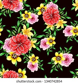 Abstract elegance seamless pattern with floral background