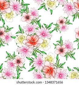 Abstract elegance seamless pattern with floral background