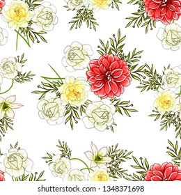 Abstract elegance seamless pattern with floral background