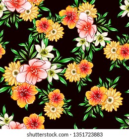 Abstract elegance seamless pattern with floral background