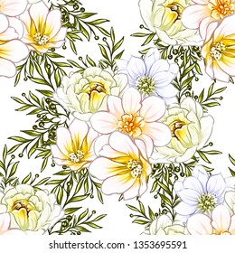 Abstract elegance seamless pattern with floral background
