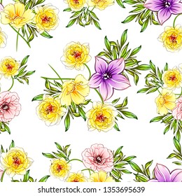 Abstract elegance seamless pattern with floral background